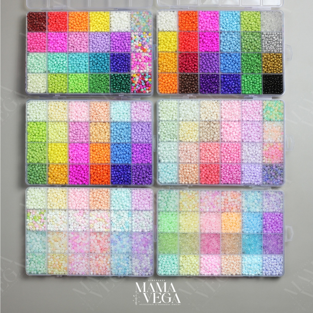BOXSET ชุดร้อยลูกปัดเม็ดทราย 4 มิล 24 สี 🚚 [พร้อมส่ง] 🇹🇭 สำหรับทำเครื่องประดับ DIY