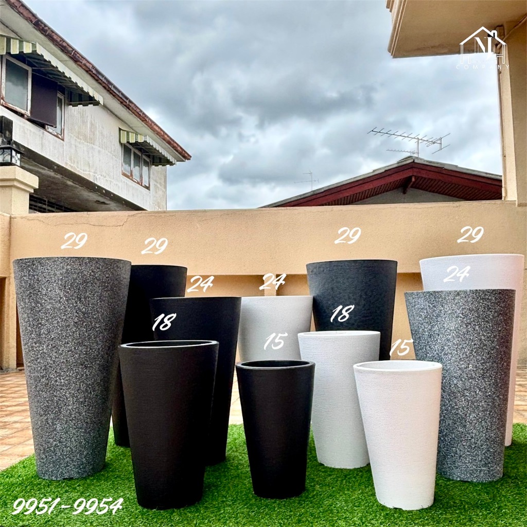 (สีเทาใหม่ เกรดA) กระถางต้นไม้มินิมอล (9951-9954) รุ่นทรงกรวย  มี4Sizeกระถางเบลล่า เก็บน้ำได้ สไตล์โมเดิร์น เกรดนำเข้า