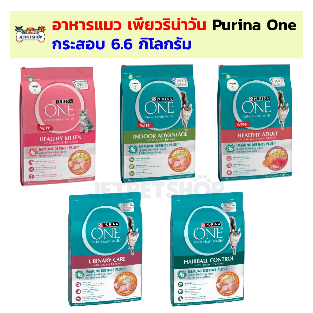 (กระสอบ) เพียวริน่า วัน (Purina One) อาหารแมวเกรดพรีเมี่ยม ขนาด 6.6 กิโลกรัม