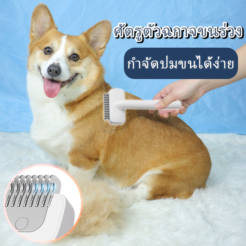 หวีกำจัดขน หวีสุนัข หวีแปรงขนสัตว์เลี้ยง ที่แปรงขนสุนัข แมว มีปุ่มกดเพื่อดันขนออก ทำความสะอาดง่าย แปรงขนแมว หวีหมัด