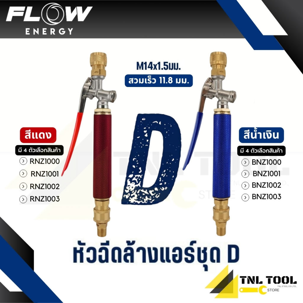 หัวฉีดแบบก้านกด Flow Energy ชุด SET D ทนทาน สวมเร็ว ทำความสะอาดเหนือชั้น
