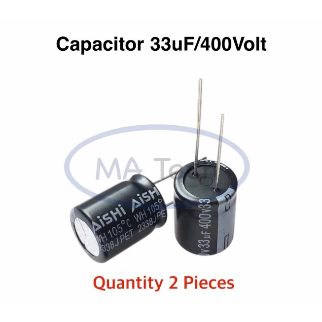 33uf 400v คาปาซิเตอร์ 33uF400Vdc Capacitor 33uF/400V ตัวเก็บประจุตัว C 33uf 400v (ขนาด 16x20mm) 1 ชุ