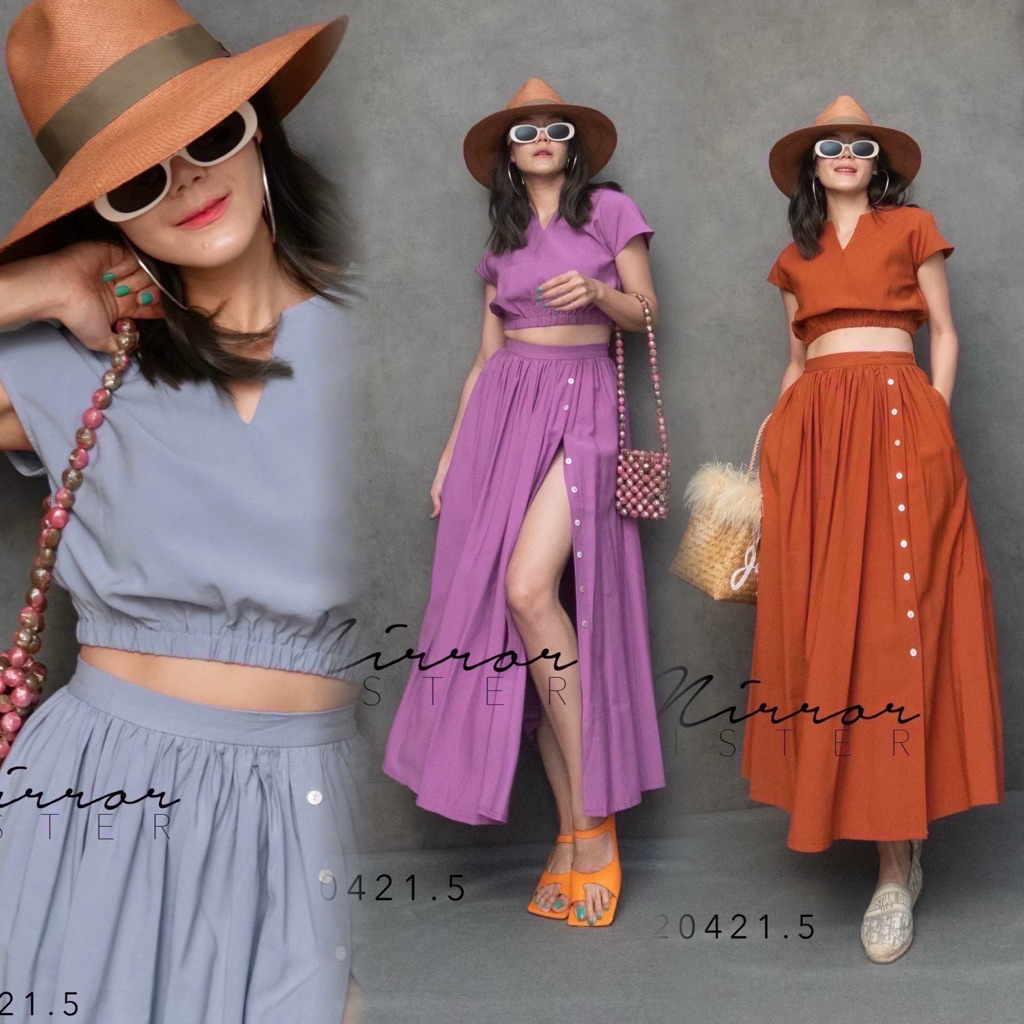 mirrorsister 20421.5 •เซ็ทเสื้อคู่กระโปรง สไตล์สาวชิค