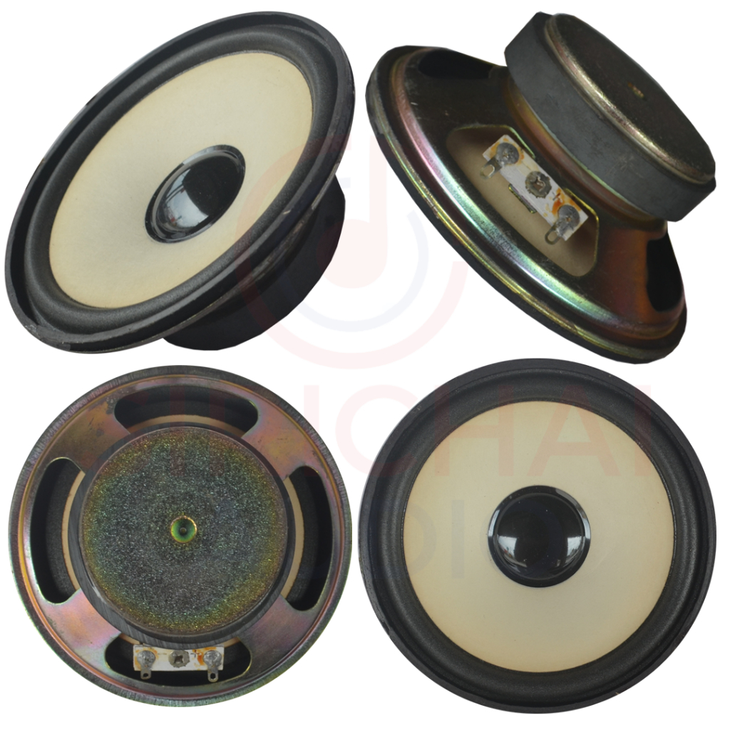 ดอกลำโพง4นิ้ว ขอบยาง ผ้าขาว วอยส์1นิ้ว ลำโพง4นิ้ว 4โอห์ม 5วัตต์