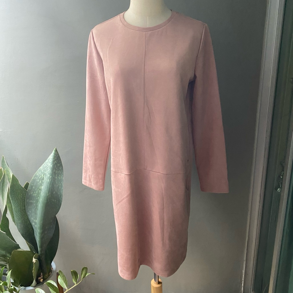 USED Mohito pink faux suede dress size M สภาพดี