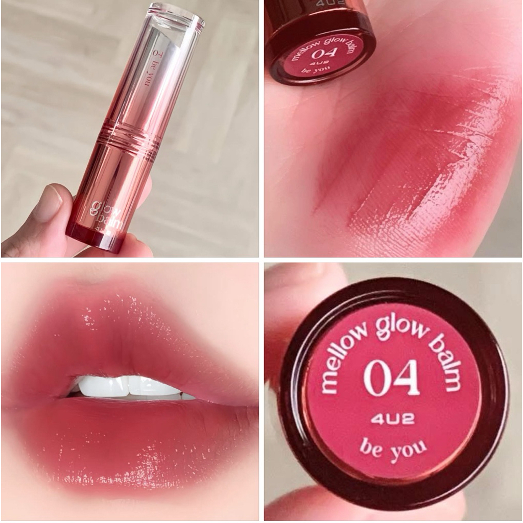 ลิปบาล์ม 4U2 รุ่นใหม่ที่ปากฉ่ำชุ่มชื้น ค้นพบสีที่สวยอีกสี คือเบอร์ 04 be you เป็นโทนแดงเชอร์รี่ตุ่น 