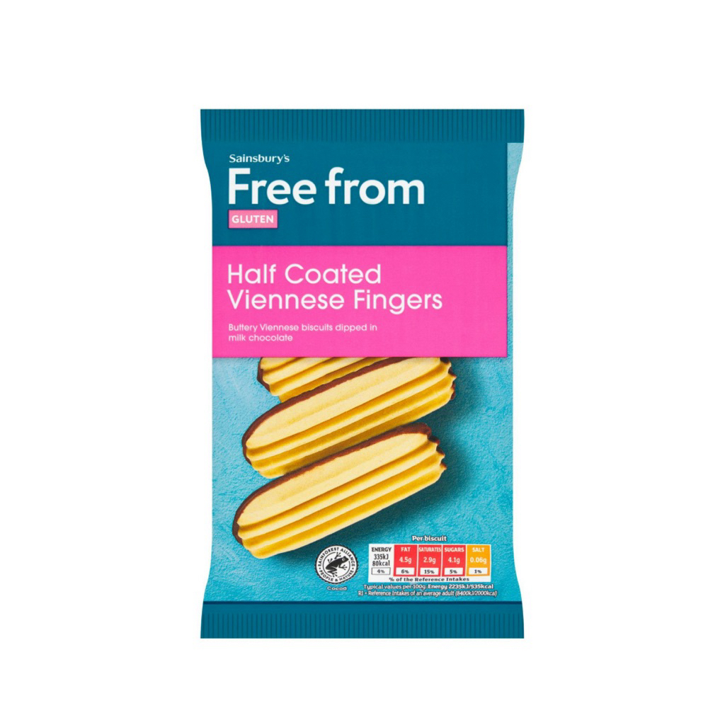 [Gluten Free]Sainsbury's Free From Half Coated Viennese Fingers/Chocolate Digestive/Custard Cream/Bourbon/Shortbread