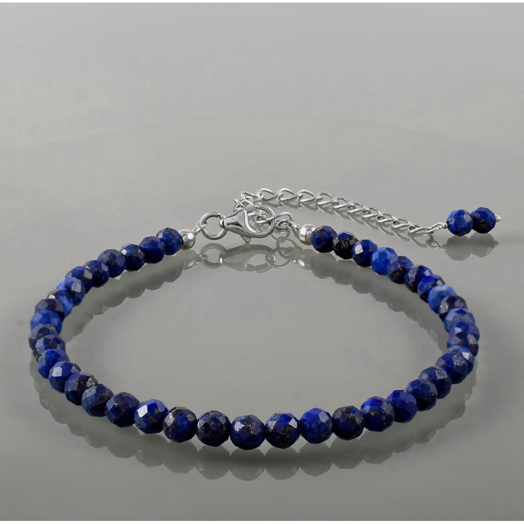 beautiful natural 2 mm faceted lapis lazuli unique design bracelet 💙💙