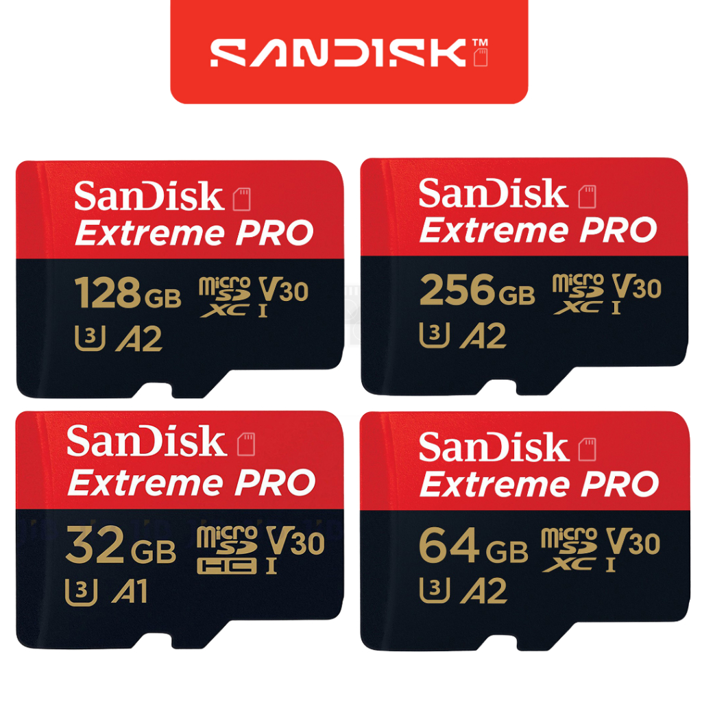 SanDisk Extreme Pro Micro SD Card 5K SDXC 32GB 64GB 128GB 200/90MB/s (SDSQXCD) เมมโมรี่ Gopro Drone