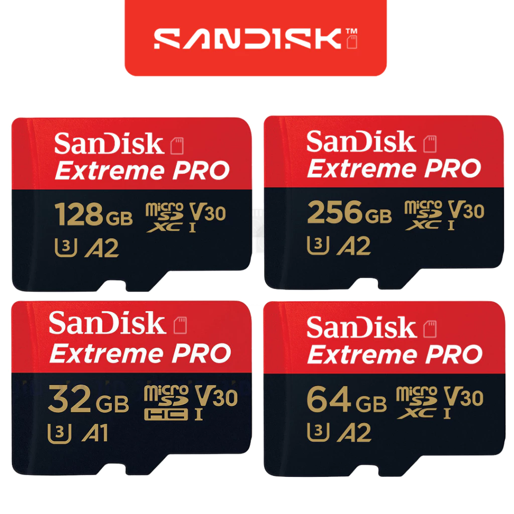 SanDisk Extreme Pro Micro SD Card 5K SDXC 32GB 64GB 128GB 200/90MB/s (SDSQXCD) เมมโมรี่ Gopro Drone