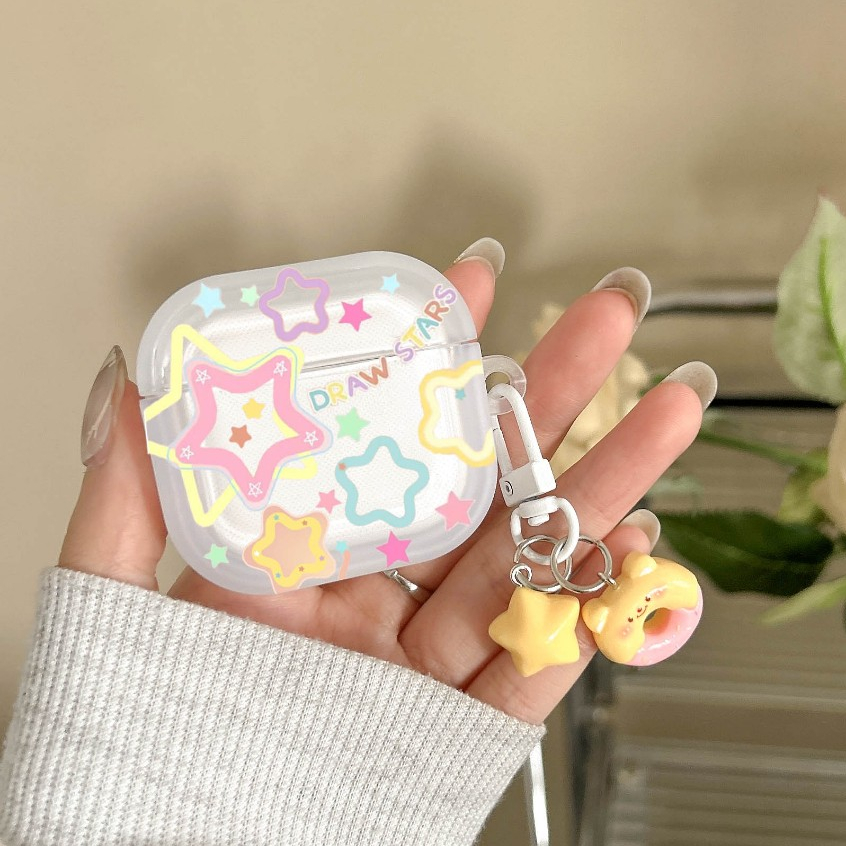 💖พร้อมส่งในไทย💖เคส Airpods 4 3 2 1 Soft Case Airpods pro ลายดาว แฟชั่น ซิลิโคนนิ่ม การป้องกันการตก Airpod gen 3 TPU
