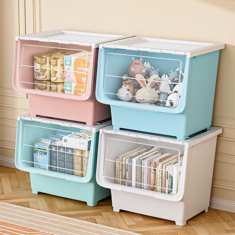 FORYO กล่องพลาสติก พลิกปก (ขนาดใหญ่) - ใช้เก็บของ มีฝาหน้า กล่องใส่ของเปิดด้านหน้า - รูปที่ 5