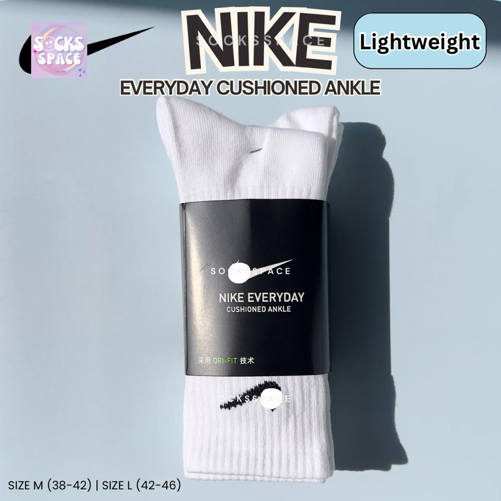 พร้อมส่งในไทย 🇹🇭 ถุงเท้า NK Logo Everyday Cushioned Ankle ข้อยาว ข้อกลาง (แพ็ค3คู่) ถุงเท้ากีฬา ออกกำลังกาย