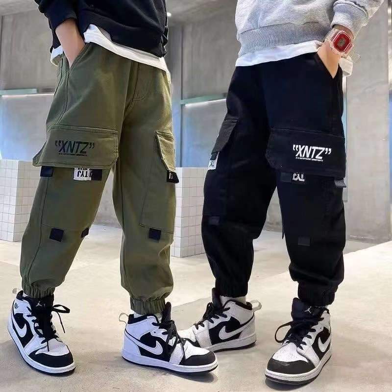 กางเกงเด็กชาย 2 สี ผ้าใส่สบาย ทรงหลวม กางเกงเด็กชาย เหมาะสำหรับ 3-15 ปี