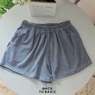 [striped pants] กางเกงขาสั้นผู้หญิง ลายริ้ว ใส่นอน ใส่อยู่บ้าน ทรงสวย น่ารักผ้านิ่ม ไม่บาง