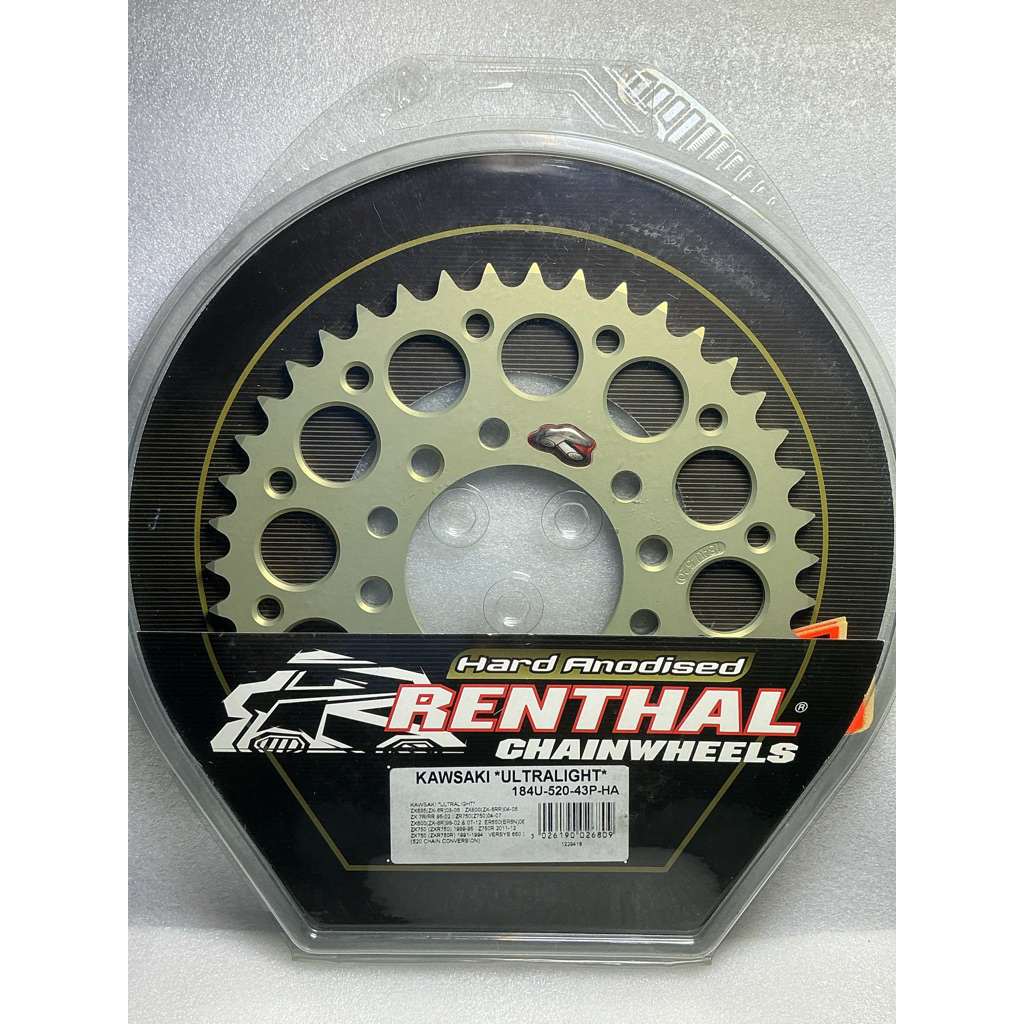 สเตอหลัง Renthal Kawasaki ZX-10R, ZX-6R, ZX-4R, ER-6N/F, Versys 650 (43-44-45-46 ฟัน / โซ่ 520-525)