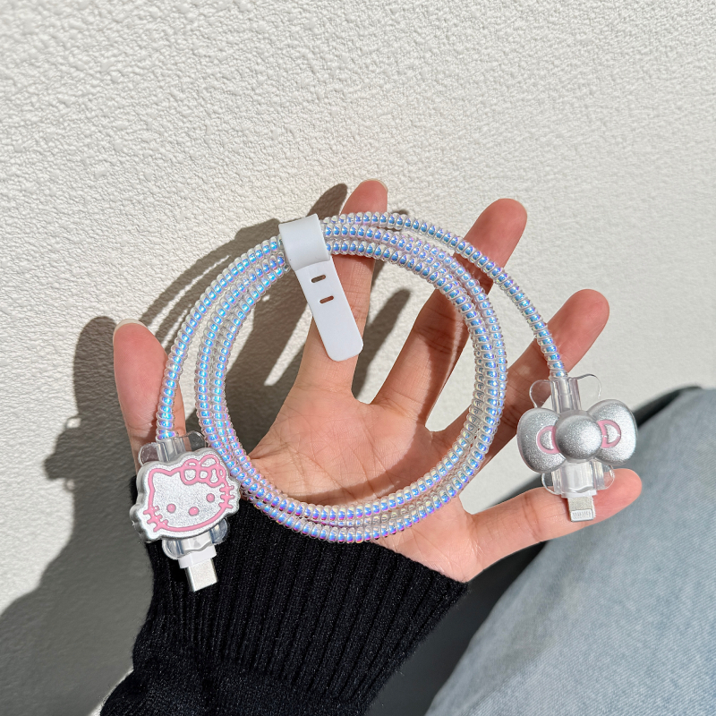 ตัวป้องกันสายชาร์จสายป้องกันสายไฟเคสป้องกันสายชาร์จคิตตี้แบบใสสำหรับData Cableเหมาะกับ ที่กันสายหักที่กันสายหักเคสป้องกั