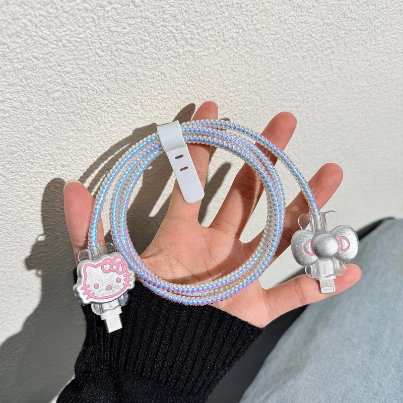 ตัวป้องกันสายชาร์จสายป้องกันสายไฟเคสป้องกันสายชาร์จคิตตี้แบบใสสำหรับData Cableเหมาะกับ ที่กันสายหักที่กันสายหักเคสป้องกั