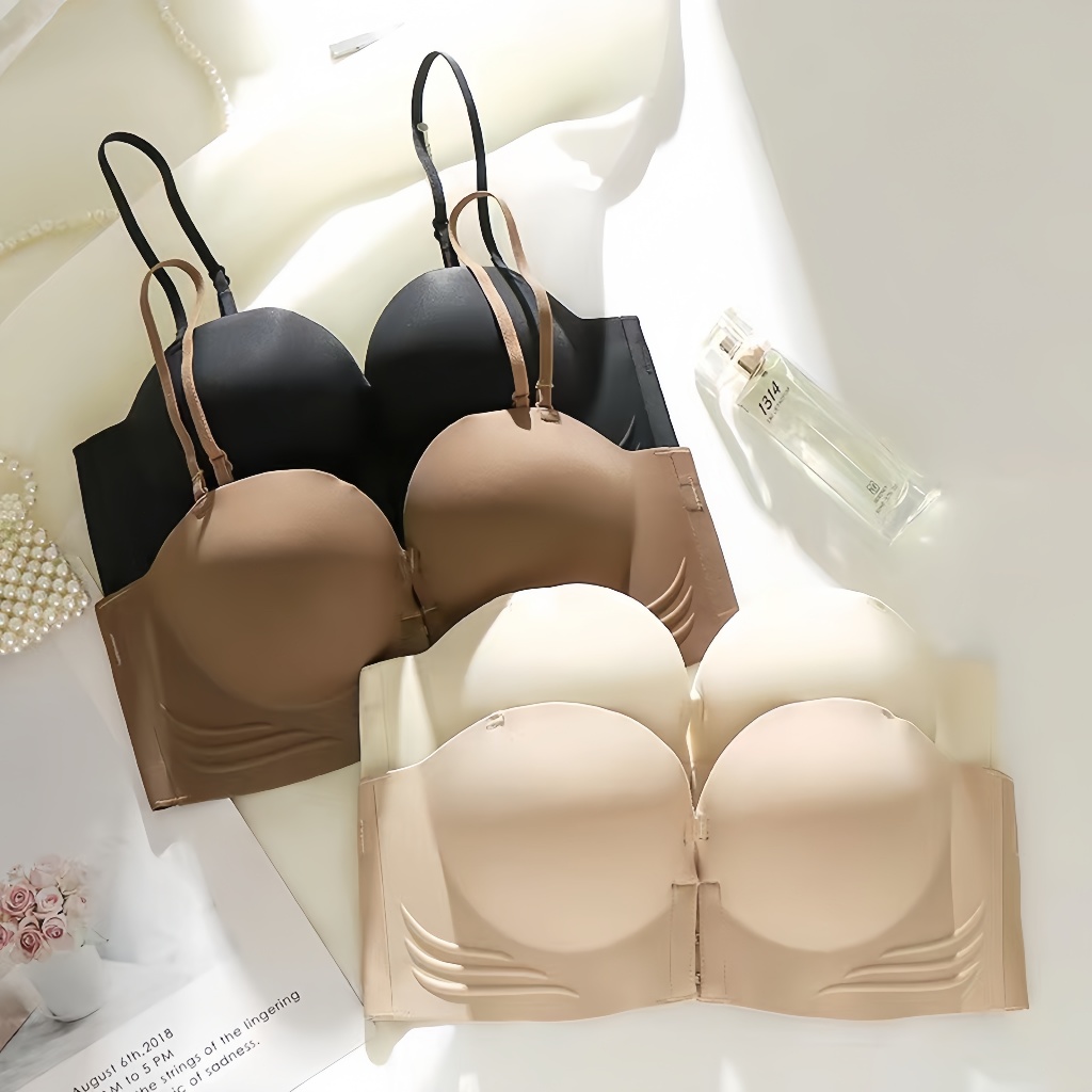 สินค้าพร้อมส่ง💕บราตะขอหน้า แบบหนาพิเศษ ไม่มีรอยต่อ กันลื่น ยกกระชับ ดูใหญ่ ไม่มีกร