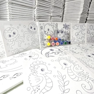เฟรมผ้าใบแคนวาสระบายสี ผ้าติดกรอบไม้ขนาด15cm×20cm(รหัสDD)ไม่รวมสี(ได้เฉพาะเฟรมผ้าพิมพ์ลาย)
