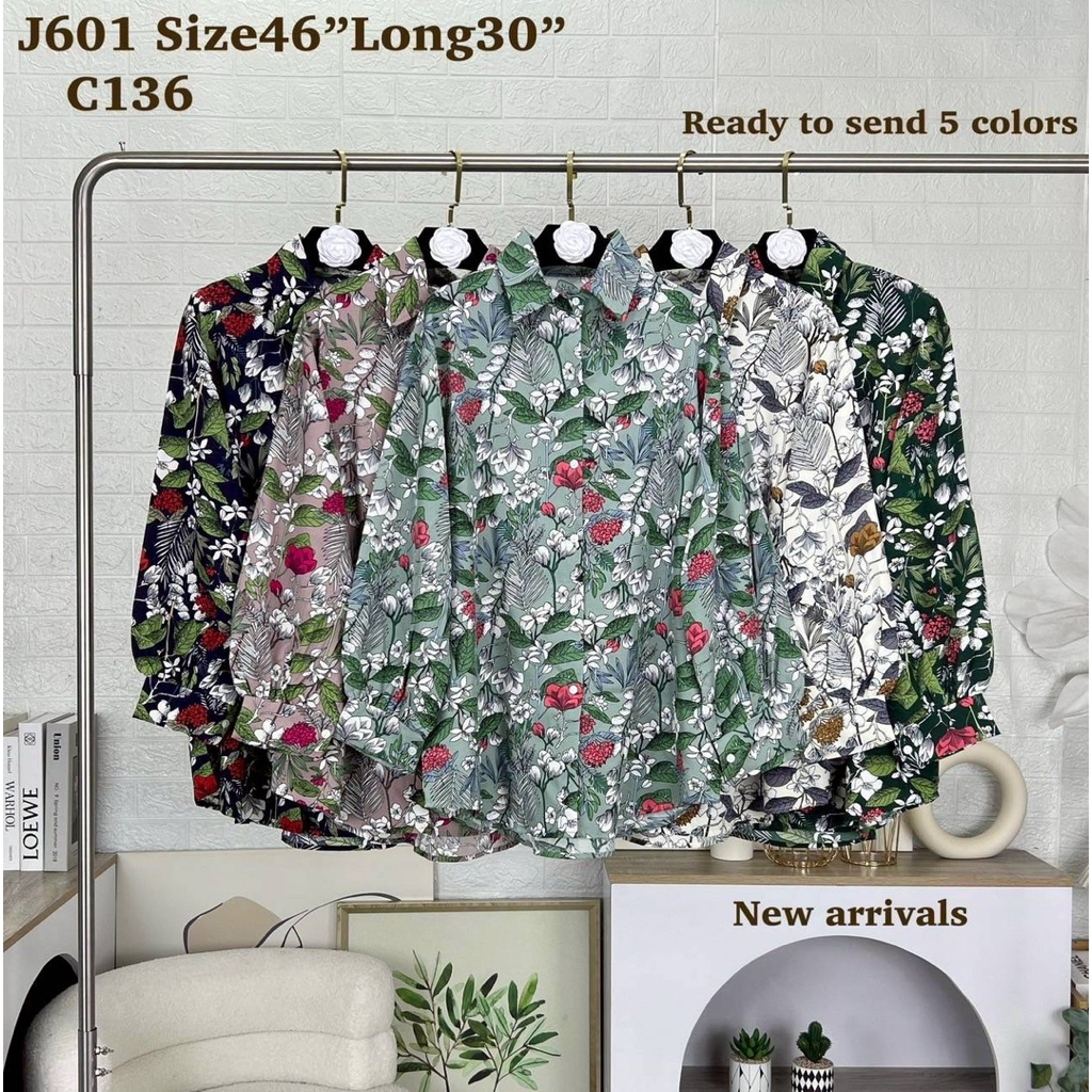 เสื้อแฟชั่นคอปกกระดุมหน้าผ้าไหมอิตาลี J601