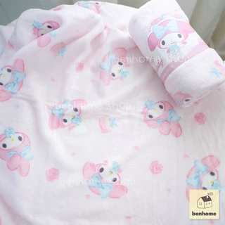 MOSHI MOSHI ผ้าห่มลาย My Melody โบว์ฟ้า (พร้อมส่ง)
