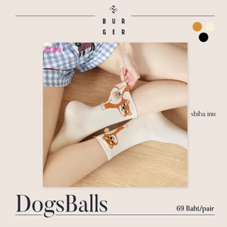 DogsBalls ถุงเท้าแฟชั่นครึ่งแข้ง ลายไข่น้อนหมา 4 แบบ น่ารัก ราคาถูก คุณภาพดี