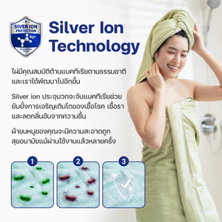 ErgoLab ผ้าขนหนูไม้ไผ่ M (50x76 cm) ผสมซิลเวอร์ไอออน – นุ่มพิเศษ ต้านแบคทีเรีย ซับน้ำดี แห้งไว ซักเครื่อง อ่อนโยนต่อผิว
