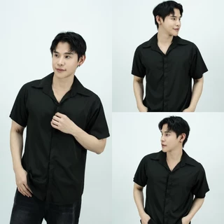 [ส่งทันที กทม.1 วัน] S5: เสื้อเชิ้ตแขนสั้นสีพื้น รุ่นสาบซ้อน เชิ้ตสไตล์เกาหลี มีไซส์ คุณภาพดี เสื้อเชิ้ตผู้ชาย