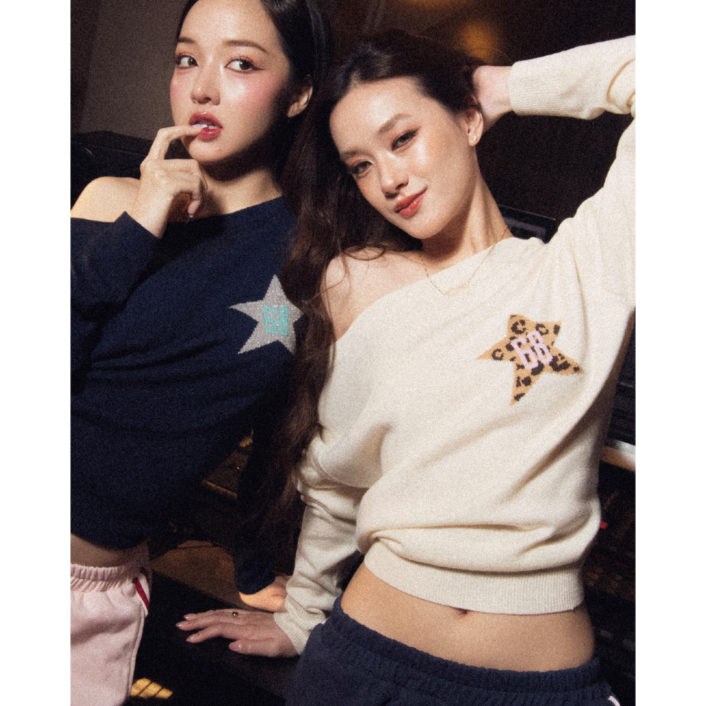 Baddieboo - Super Star Off- Sholder Knit เสื้อปาดไหลไหมพรม