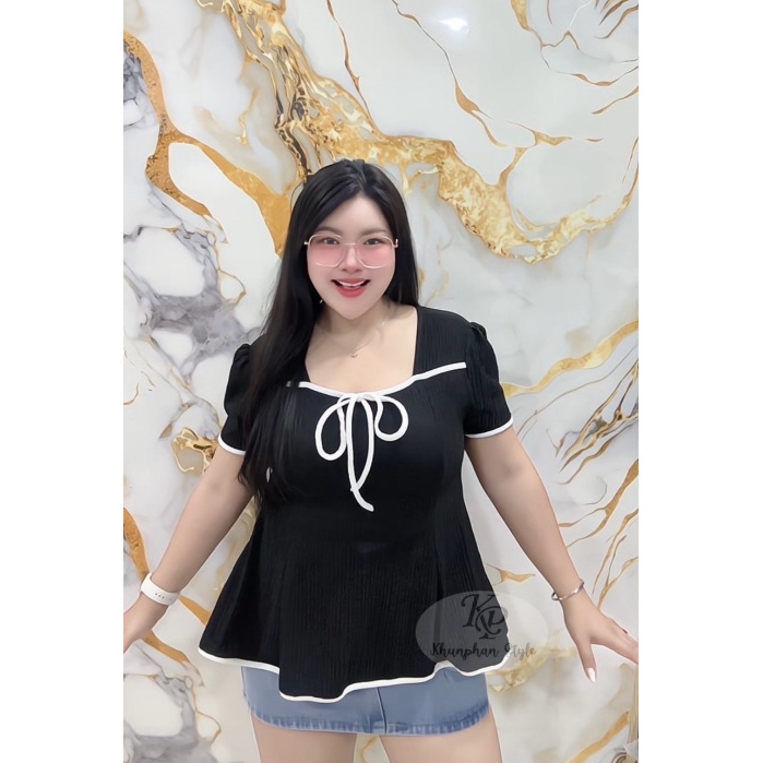 KP19 เสื้อผูกโบว์หน้า ชายระบาย