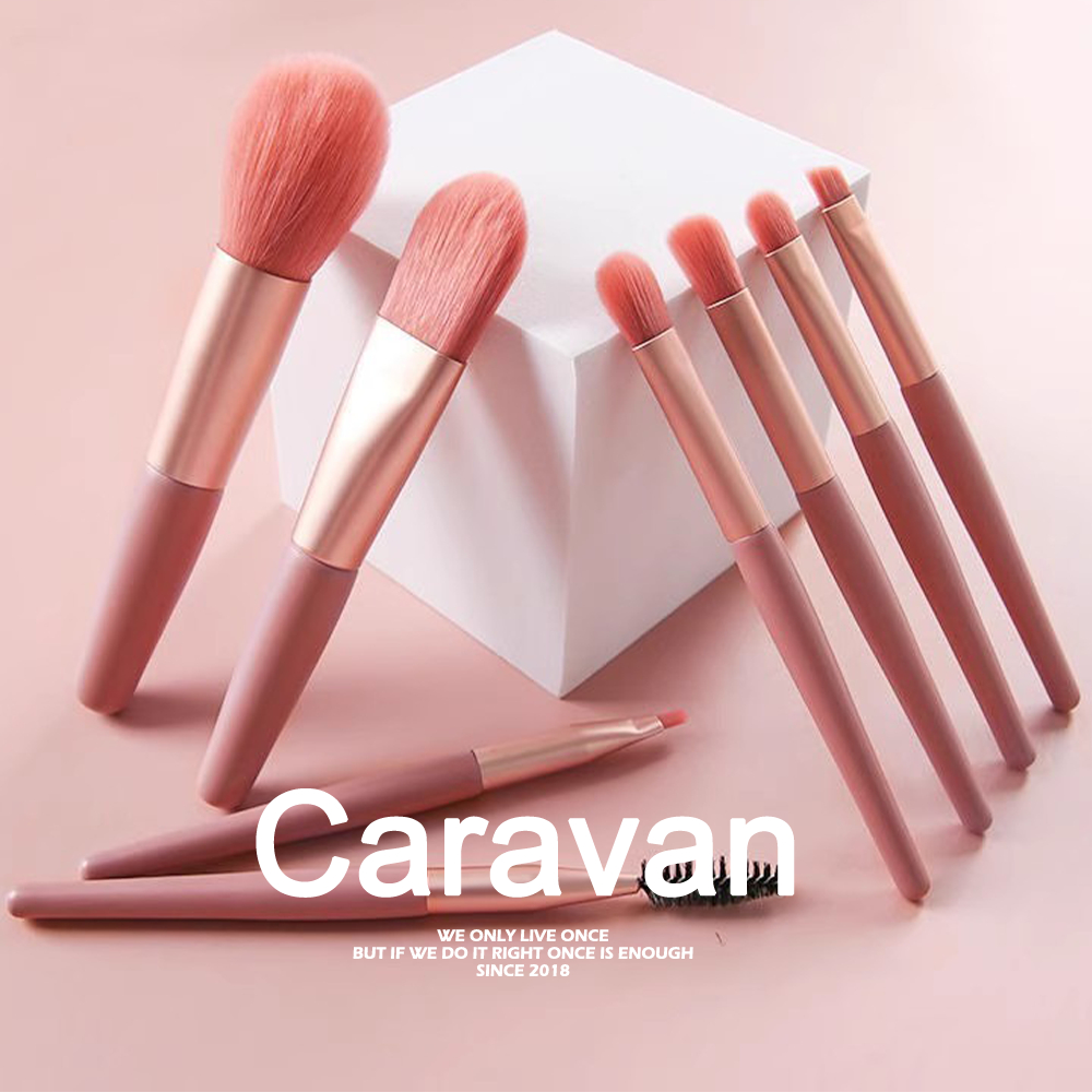 Caravan Crew Makeup Brush ชุดแปรงแต่งหน้า  แปรงเครื่องสําอาง ขนแปรงนุ่มปลอดภัยไม่แพ้ แบบพกพา8ชิ้น พกพาสะดวก