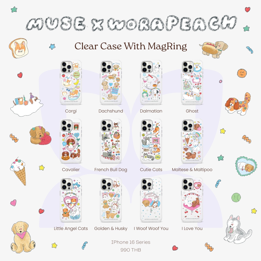 (16 Series) Clear Case With MagRing MUSE x Worapeach