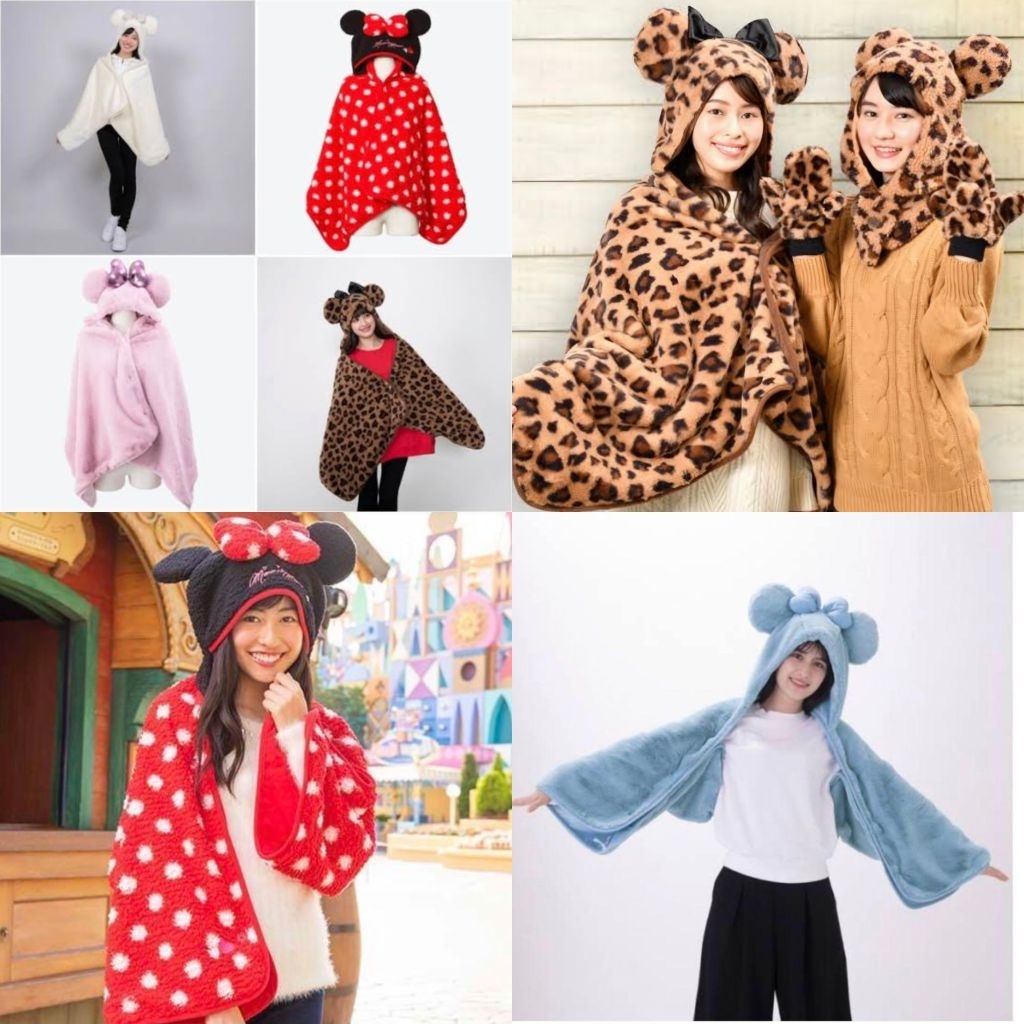 หมวกผ้าห่ม หมวกผ้าคลุม คลุมไหล่ blanket hat งาน Disney งาน Tokyo disney resort งานญี่ปุ่น ของแท้ มือ2