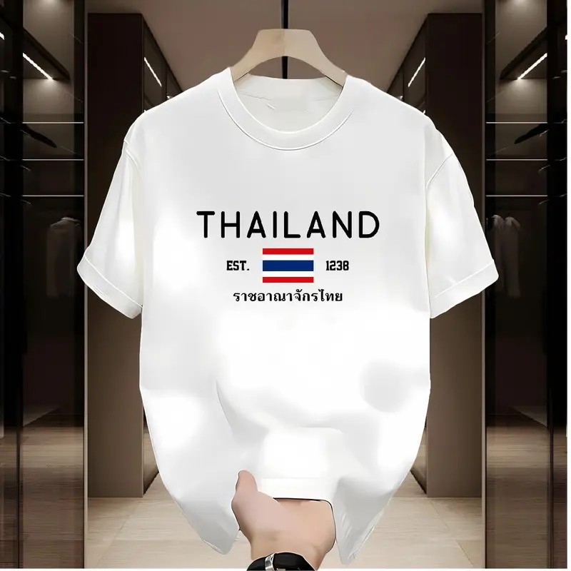 เสื้อยืด Peace จัดส่งเร็ว ไทยนี้รักสงบแต่ถึงรบไม่ขลาด ฤดูร้อน ครึ่งแขน SAVE THAILAND พิมพ์ลาย ระบายอากาศ สบาย S-5XL