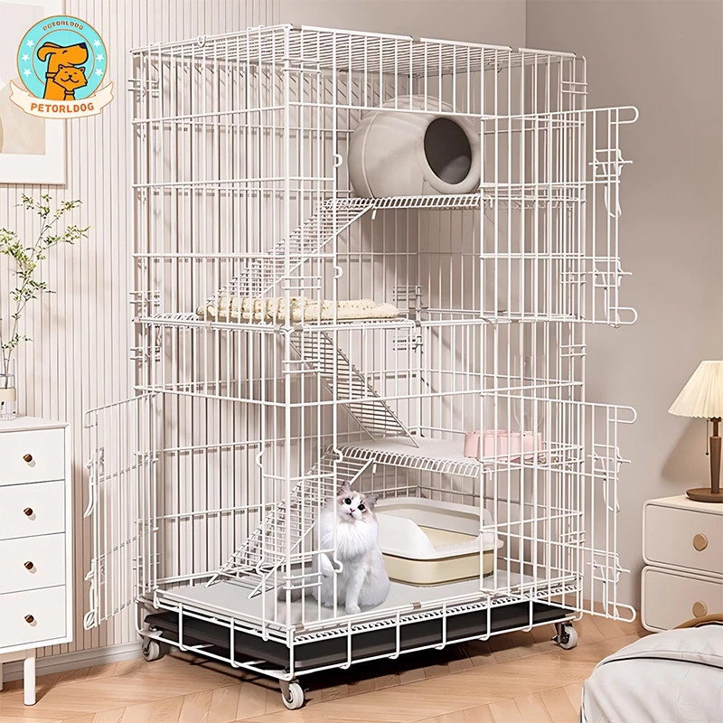 🐈Petorldog กรงแมวขนาดใหญ่ กรงเเมว4ชั้น พับได้ กรงสัตว์เลี้ยง สี่ชั้นขนาดใหญ่ คอนโดแมว กรงแมวคอนโด
