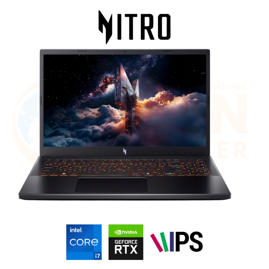 ACER NITRO V15 ANV15-52-73BK NOTEBOOK (โน้ตบุ๊ค) INTEL CORE I7-13620H / RTX 5050 / 16GB / 512GB / WI
