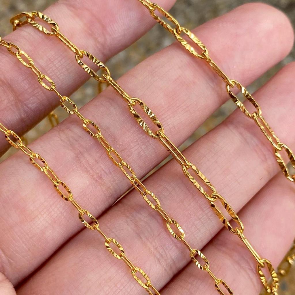 สร้อยสแตนเลสเลเซอร์ 22k ลายโซ่วิ้งค์ มี 3 ขนาด ทั้งสีทองเลเซอร์ และ สีสแตนเลส ไม่ดำ ไม่เป็นสนิม