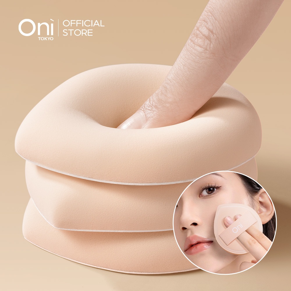 Oni Cushion Makeup Sponges for Foundation,Triangle Powder Puffs with Portable Case,Dry and Wet Reuse พัพคุชชั่น