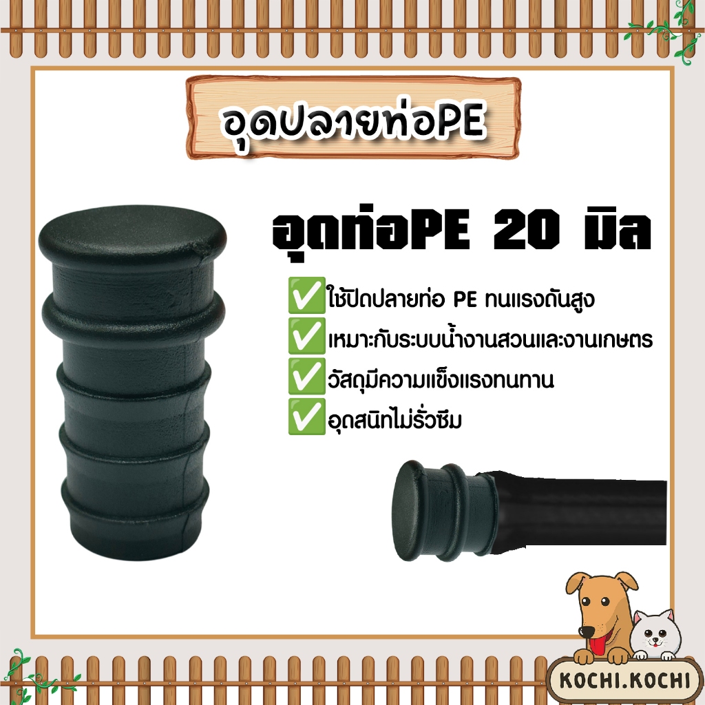 อุดปลายท่อ PE 20mm. จำนวน 1ชิ้น ใช้ปิดปลายท่อ อุดท่อ อุดสนิด ทนทาน สุดคุ้ม มาตรฐานแข็งแรง