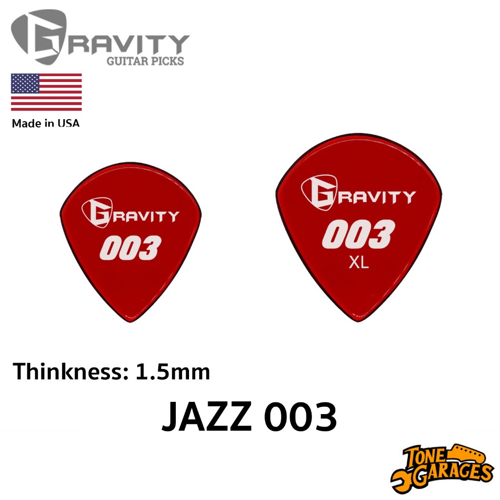 ปิ๊กกีต้าร์ Gravity Picks Jazz 003 (1.5mm) ปิ๊กอะคริลิคขัดขอบเรียบ ของแท้