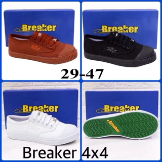 Breaker 4x4 รองเท้าผ้าใบนักเรียน 29-47 สีขาว/สีดำ/สีน้ำตาล