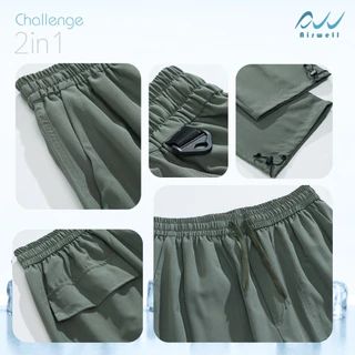 AIRWELL กางเกงติดแอร์ 2in1 รุ่น Challenge ถอดขาได้ เนื้อผ้าเบาสบาย กันละอองน้ำ ปลายขาจั๊ม M-5XL