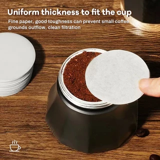 กระดาษกรองกาแฟวงกลม 56 มม./60 มม./68 มม. 100แผ่น สำหรับหม้อต้มกาแฟ Moka Pot Paper Filter