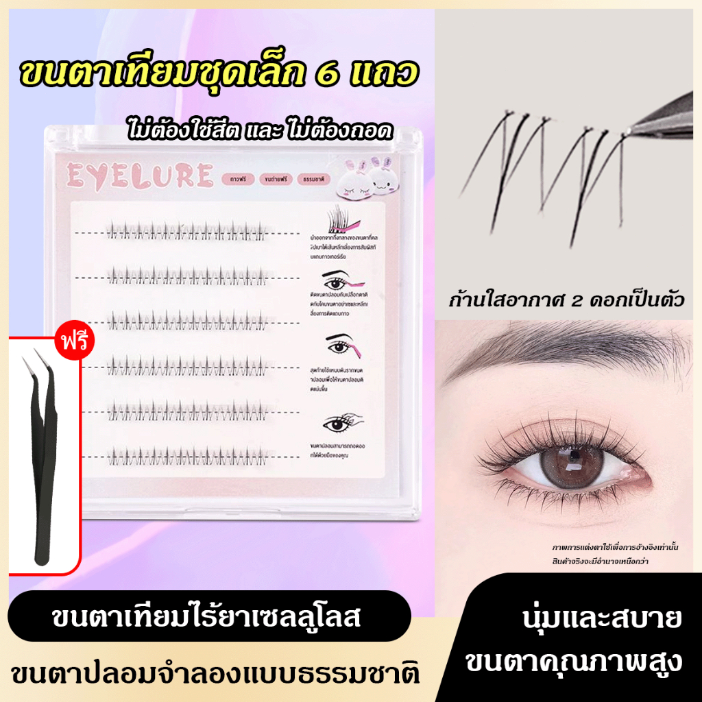 【จัดส่งจากไทย】ขนตาปลอมแบบช่อ 3D ขนตาปลอมแบบคลัสเตอร์เดี่ยว6แถว พร้อมติด ไม่ต้องใช้กาว ดูเป็นธรรมชาติ ติดทน แหนบฟรี
