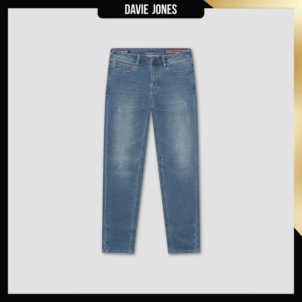 DAVIE JONES กางเกงยีนส์ Skinny Comfort Fit Jeans CO0078 สีกรมอ่อน