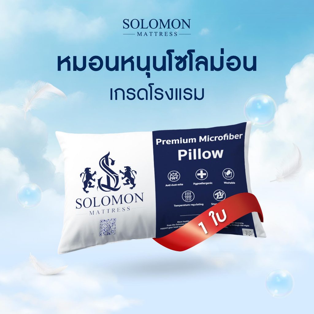SOLOMON หมอนหนุนสุขภาพ ป้องกันไรฝุ่น 1ใบ