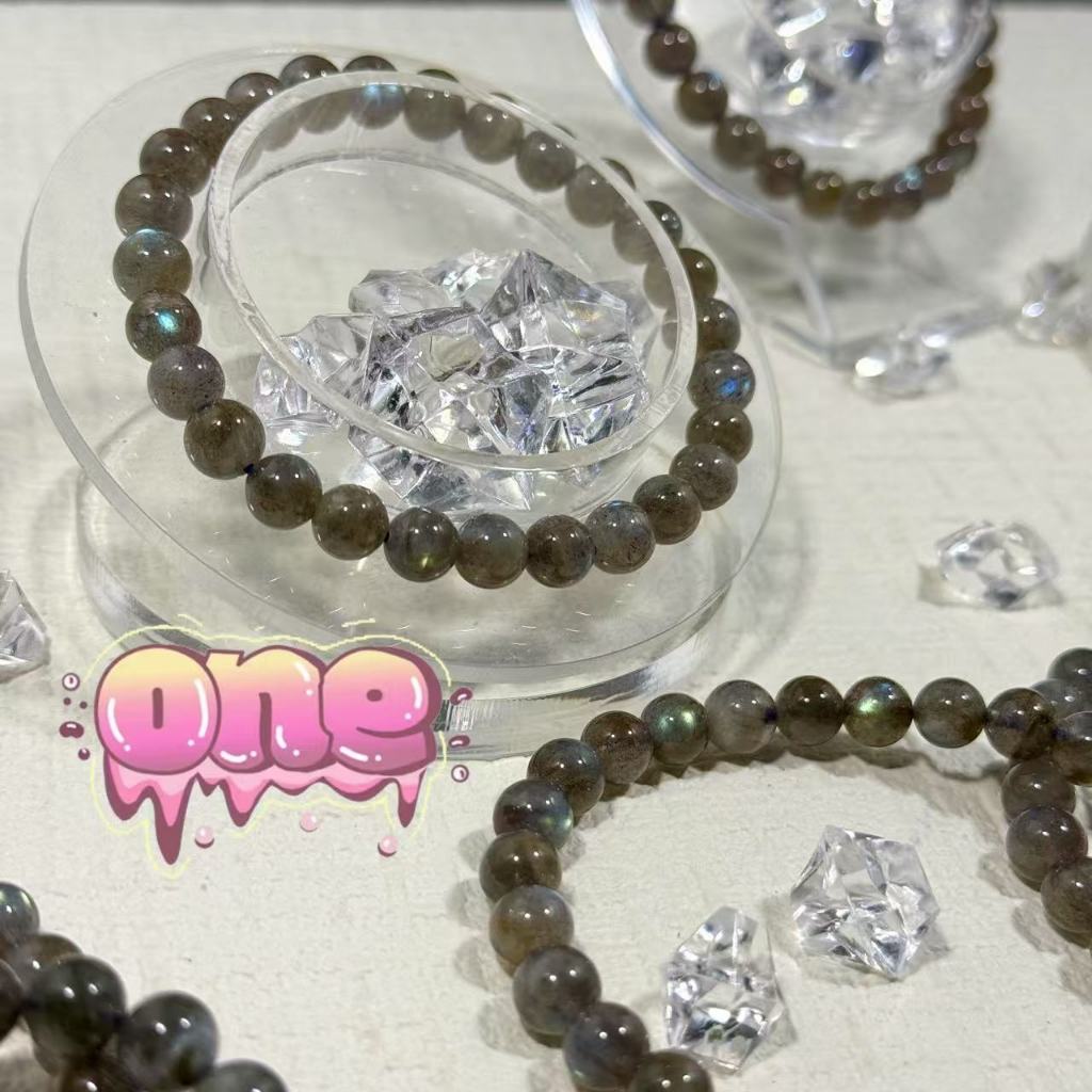 ลาบราโดไรท์ ลาบาโดไลท์ ลาบราดอไลต์ Labradorite ลาบราโดไลท์ ลาบราดอไรท์ หินพ่อมด กำไลหิน ขนาด 6-7 มิล