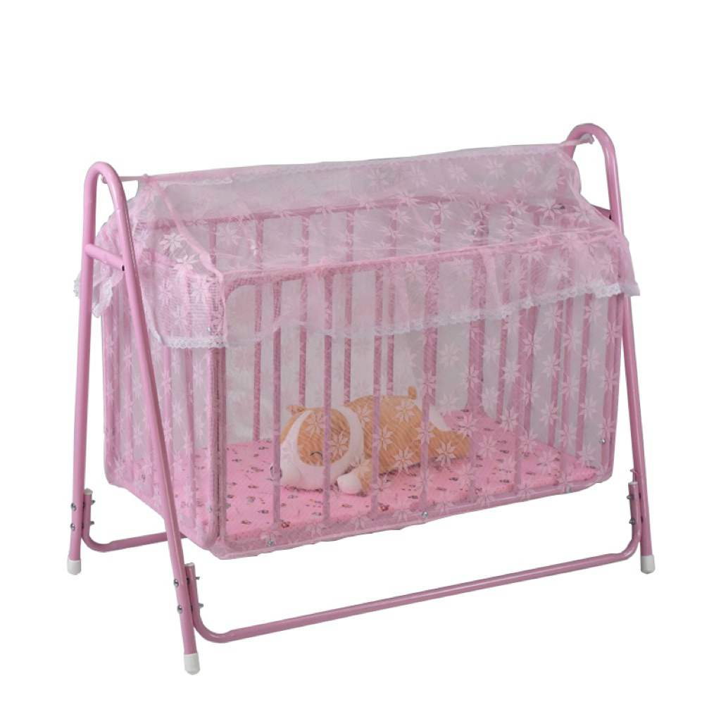 เปลลูกกรงเด็ก เหล็กหนา มี2สี สีฟ้า/สีชมพู ผ้าหอมนุ่มระบายอากาศได้ดี มีมุ้งกันยุง มีเบาะรองนอน สำหรับเด็ก