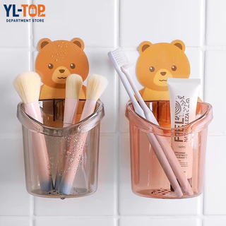 [ราคาส่วนลด ถูกที่สุด] ที่วางแปรงสีฟัน หมีน้อย (แก้วใส่แปรงสีฟัน/ถ้วยหมีน่ารัก) - ติดผนัง ชั้นวางของห้องน้ำ G2729